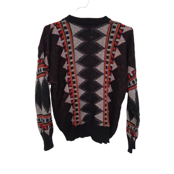 Vintage Men's Brian MacNeil Sweater Black Gray Red Italy Long Sleeve - Picture 4 of 9